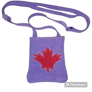 Purple Suede Leather Like Crossbody Purse Bag